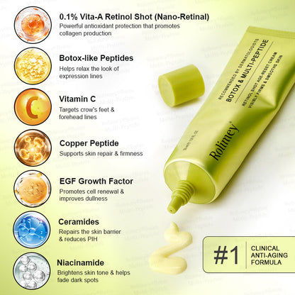 🥇💛Rolimey® Multi-Peptide Retinol Shot Age-Reset Wrinkle-Lift Cream